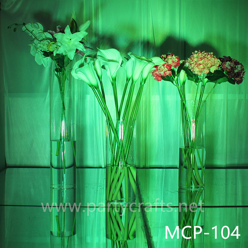 acrylic clear flower vase colorfull light  centerpiece vase wedding aisle party event hotel hall home dinning bridal shower  lobby bar decoration home decoration