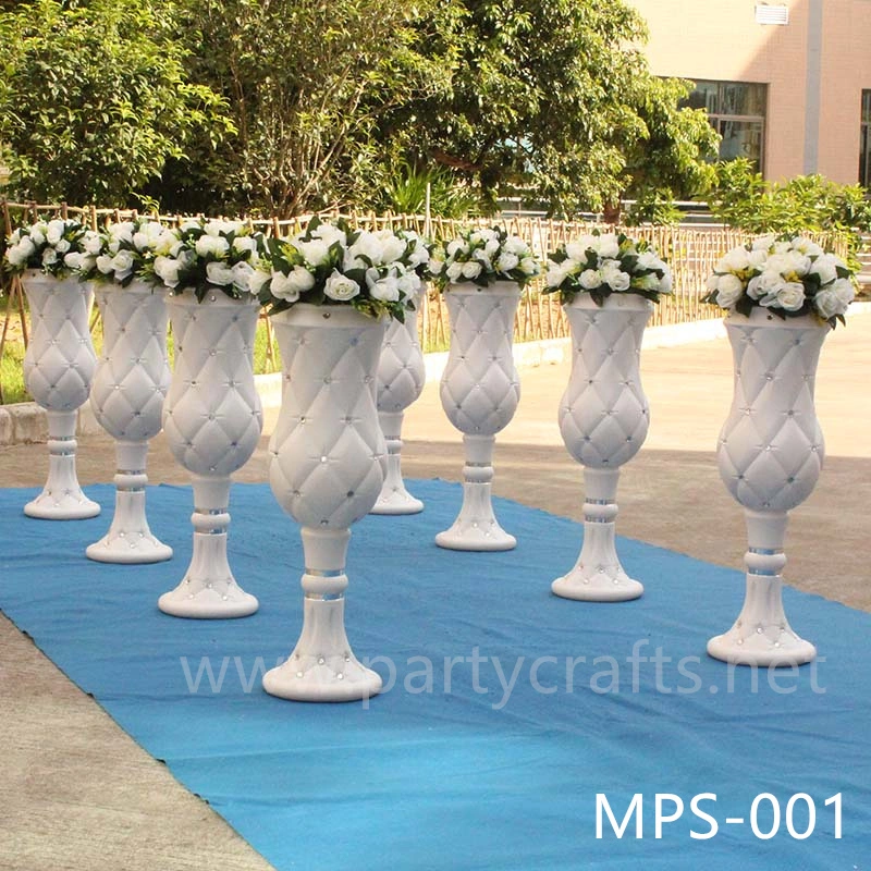 White fiberglass vase  crystal decoration  engraved pattern wedding party decoration bridal shower event decoration living room hotel hall decoration