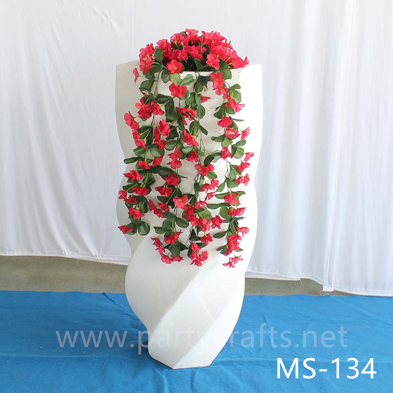 White fiberglass vase  decoration spiral pattern aisle decoration wedding party decoration bridal shower event decoration living room hotel hall decoration