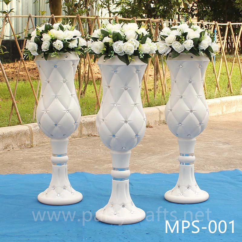 White fiberglass vase  crystal decoration  engraved pattern wedding party decoration bridal shower event decoration living room hotel hall decoration