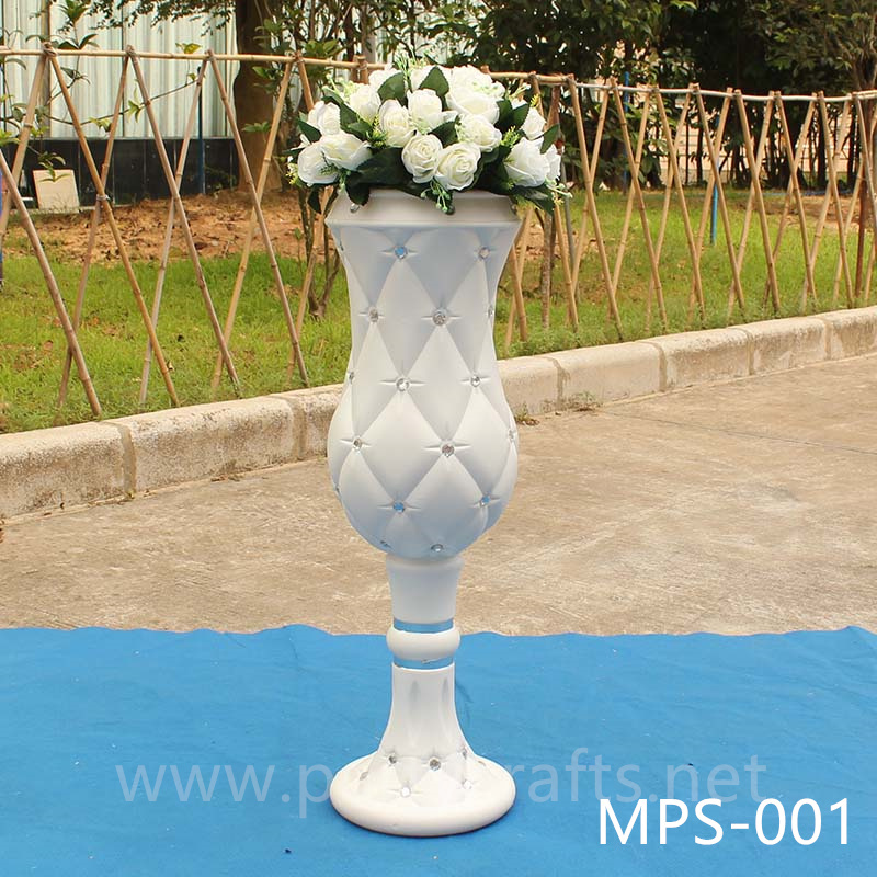White fiberglass vase  crystal decoration  engraved pattern wedding party decoration bridal shower event decoration living room hotel hall decoration