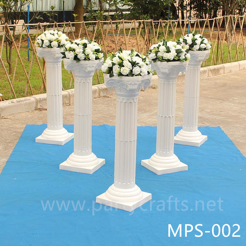 White fiberglass vase stand square top and bottom stand decoration engraved pattern wedding party decoration bridal shower event decoration living room hotel hall decoration