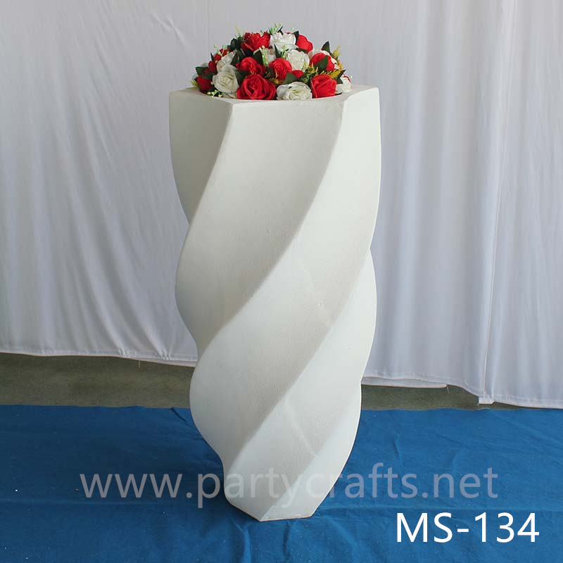 White fiberglass vase  decoration spiral pattern aisle decoration wedding party decoration bridal shower event decoration living room hotel hall decoration