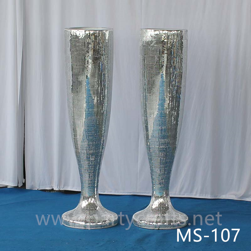 silver mirror fiberglass vase  decoration engraved pattern wedding party decoration bridal shower event decoration living room hotel hall decoration