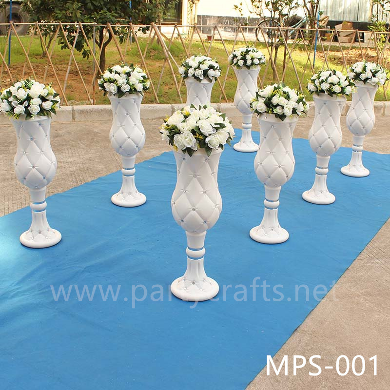 White fiberglass vase  crystal decoration  engraved pattern wedding party decoration bridal shower event decoration living room hotel hall decoration