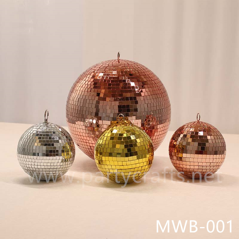 hanging mirror sequin ball rose gold & gold & silver centerpiece garden layout wedding party event decoration birthday party hotel hall decoration