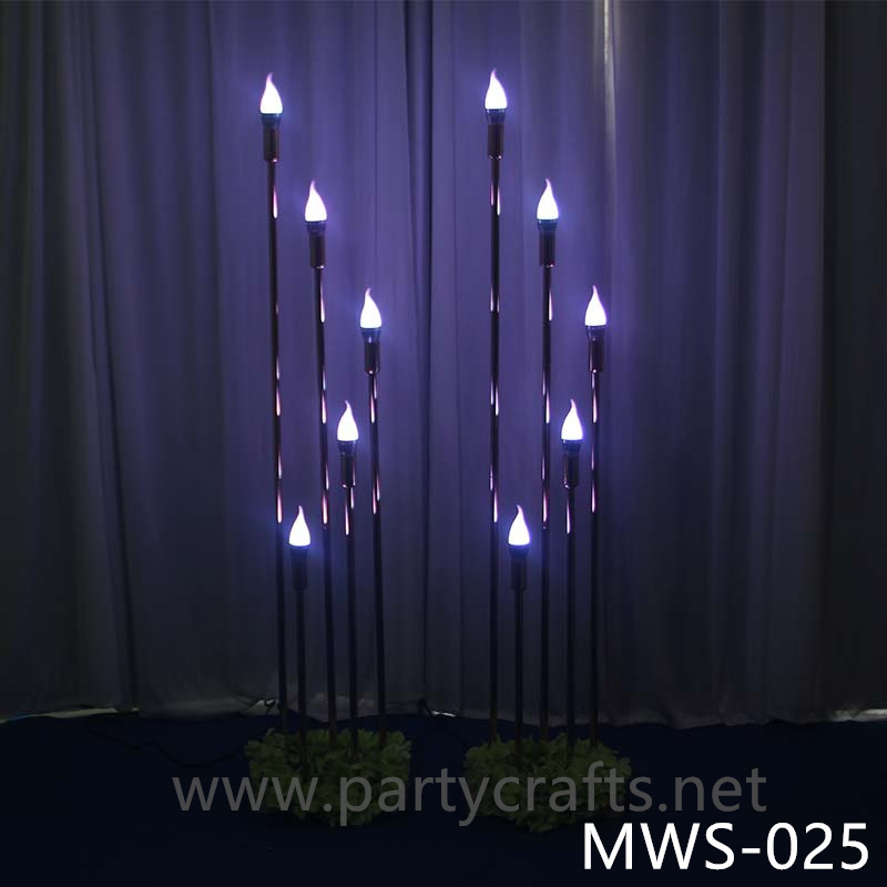 5 arms vertical tube shape stage backdrop LED light wall stainless steel backdrop party event stage decoration garden layout baby shower  aisle deocration