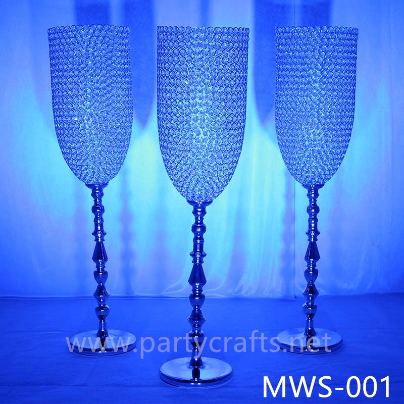 crystal centerpiece champagne glass flower vase hotel hall decoration wedding party event bridal shower decoration