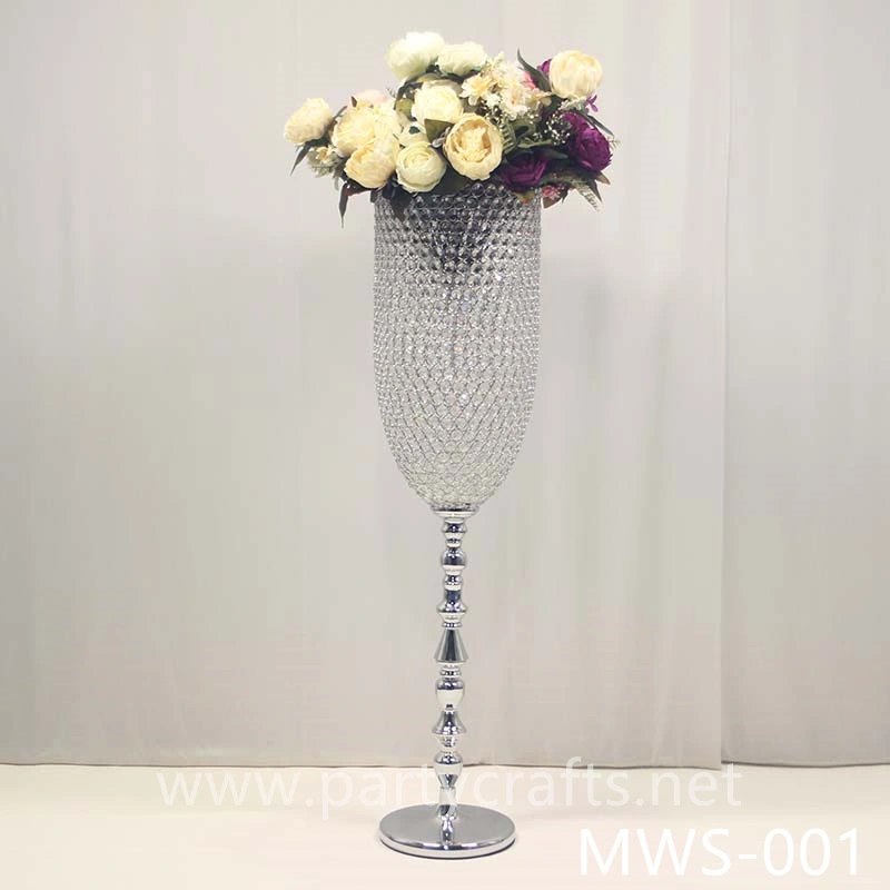 crystal centerpiece champagne glass flower vase hotel hall decoration wedding party event bridal shower decoration