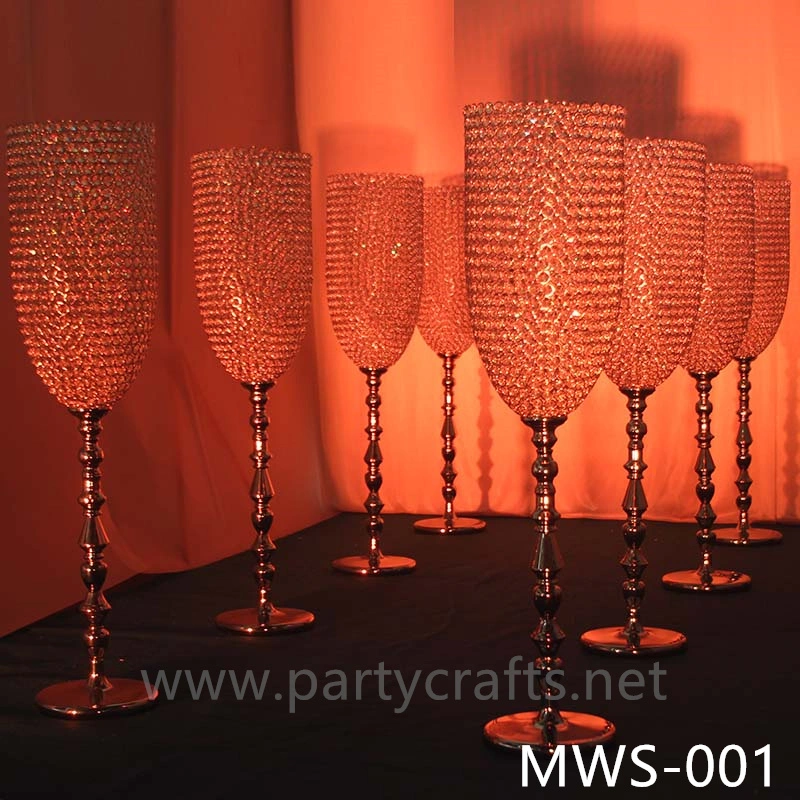 crystal centerpiece champagne glass flower vase hotel hall decoration wedding party event bridal shower decoration  aisle deocration