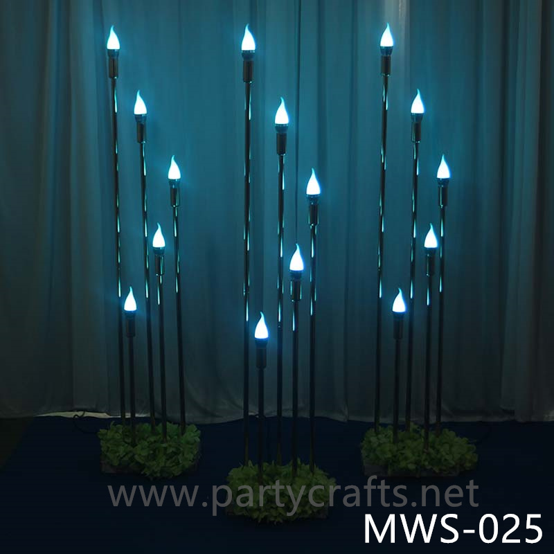 5 arms vertical tube shape stage backdrop LED light wall stainless steel backdrop party event stage decoration baby shower