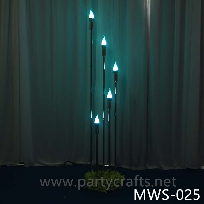 5 arms vertical tube shape stage backdrop LED light wall stainless steel backdrop party event stage decoration baby shower