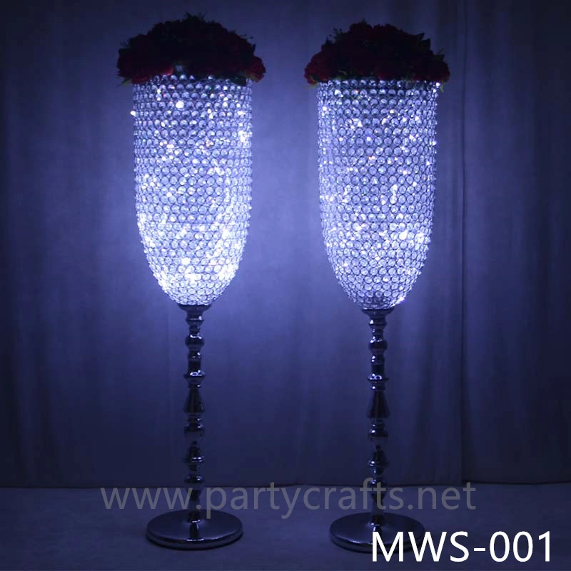 crystal centerpiece champagne glass flower vase hotel hall decoration wedding party event bridal shower decoration  aisle deocration