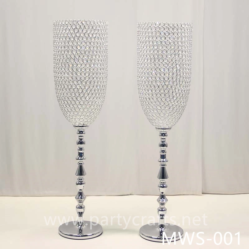 crystal centerpiece champagne glass flower vase hotel hall decoration wedding party event bridal shower decoration