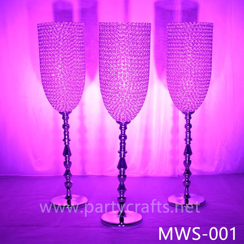 crystal centerpiece champagne glass flower vase hotel hall decoration wedding party event bridal shower decoration