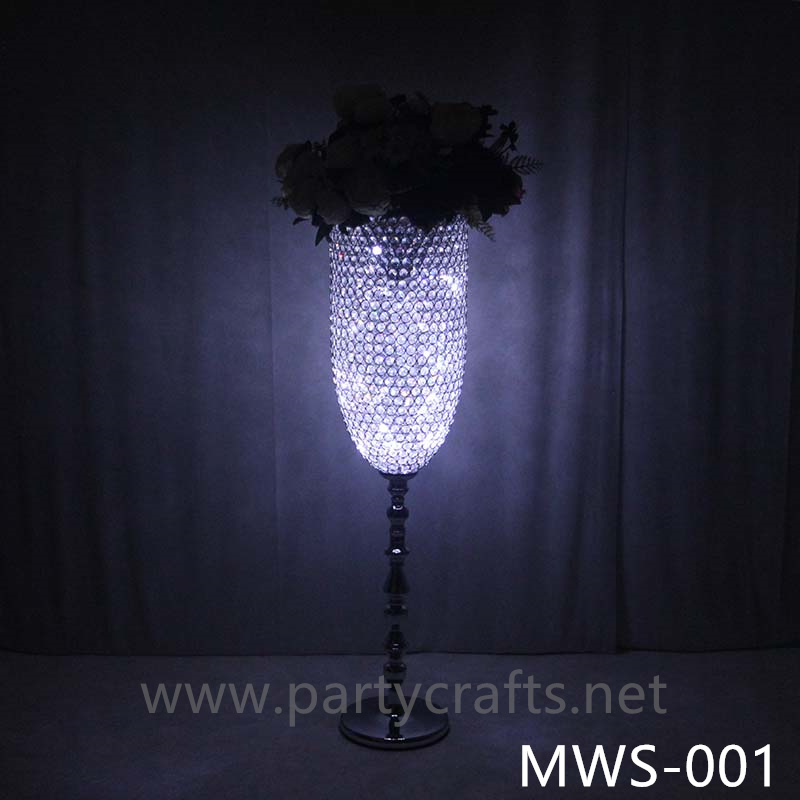 crystal centerpiece champagne glass flower vase hotel hall decoration wedding party event bridal shower decoration