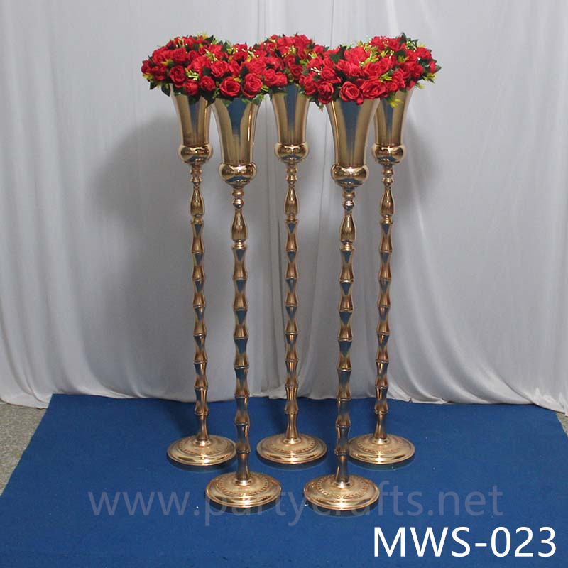 metal rose gold tall flower stand hotel hall living room decoration wedding paty event decoration