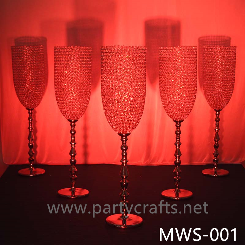 crystal centerpiece champagne glass flower vase hotel hall decoration wedding party event bridal shower decoration