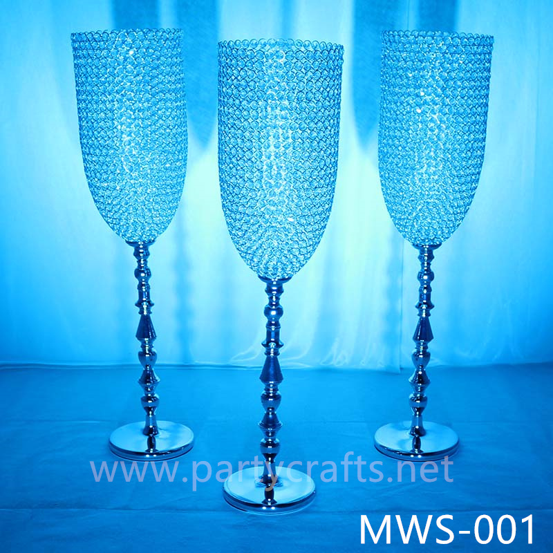 crystal centerpiece champagne glass flower vase hotel hall decoration wedding party event bridal shower decoration