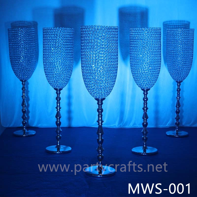 crystal centerpiece champagne glass flower vase hotel hall decoration wedding party event bridal shower decoration