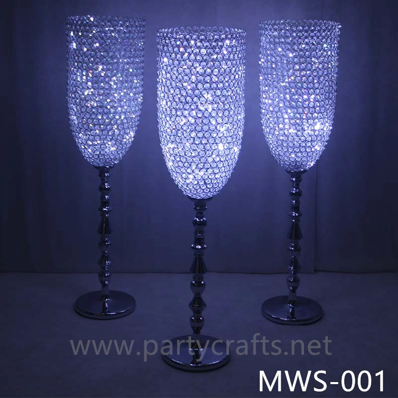 crystal centerpiece champagne glass flower vase hotel hall decoration wedding party event bridal shower decoration  aisle deocration