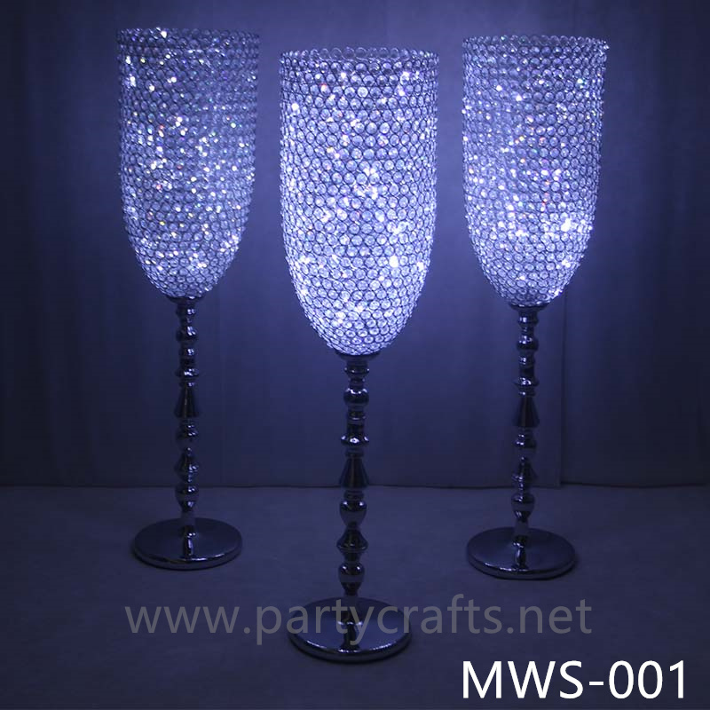 crystal centerpiece champagne glass flower vase hotel hall decoration wedding party event bridal shower decoration  aisle deocration