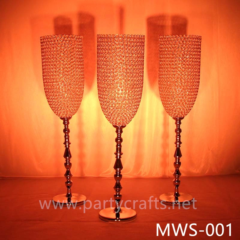 crystal centerpiece champagne glass flower vase hotel hall decoration wedding party event bridal shower decoration