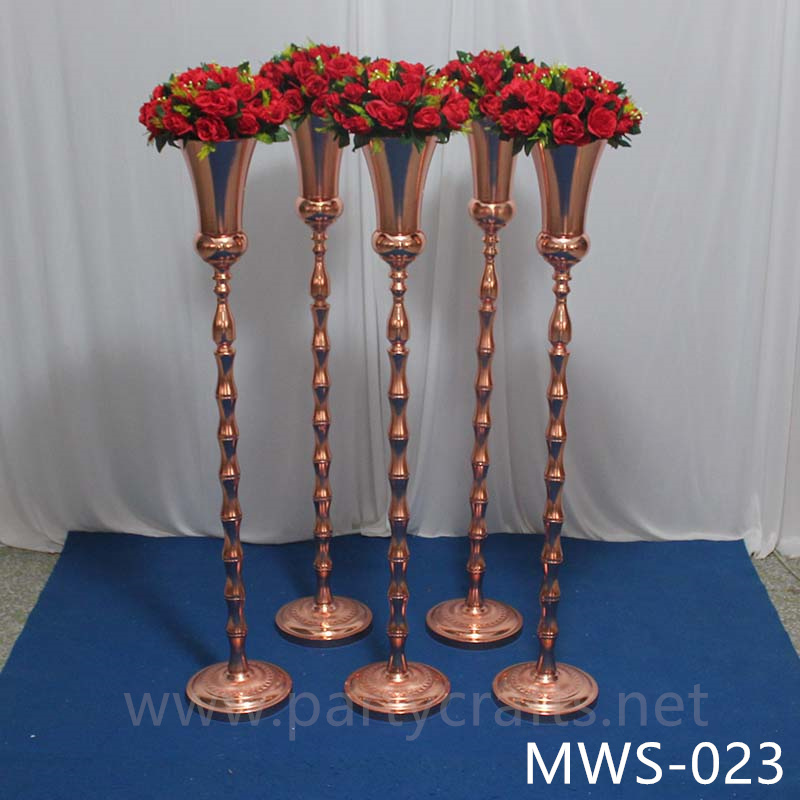 metal rose gold tall flower stand hotel hall living room decoration wedding paty event decoration