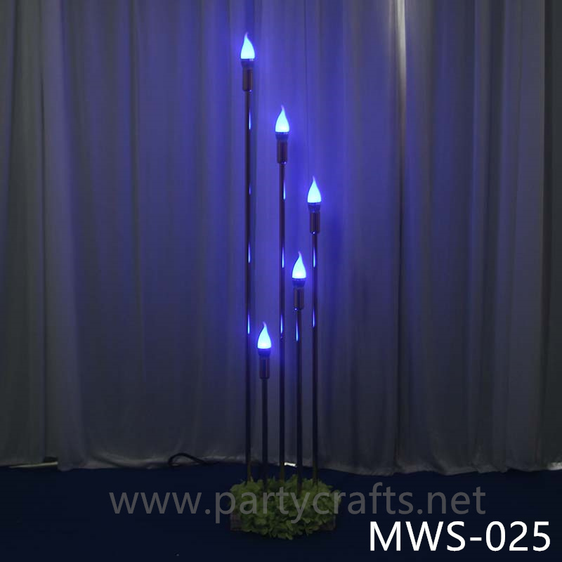 5 arms vertical tube shape stage backdrop LED light wall stainless steel backdrop party event stage decoration garden layout baby shower  aisle deocration