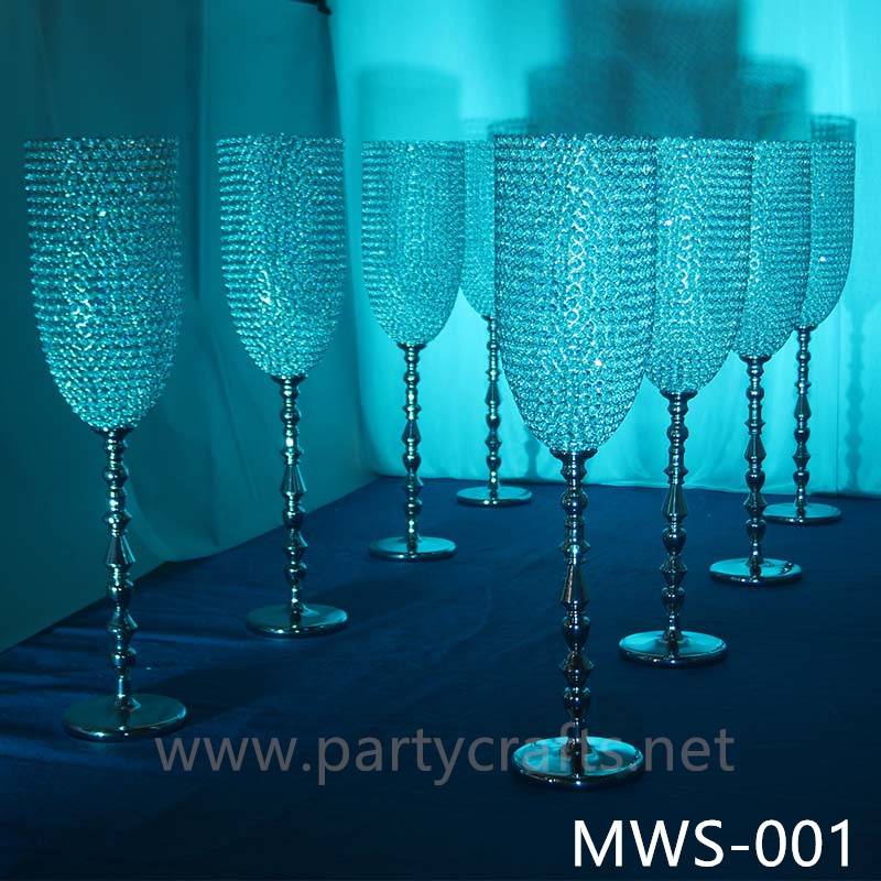 crystal centerpiece champagne glass flower vase hotel hall decoration wedding party event bridal shower decoration  aisle deocration