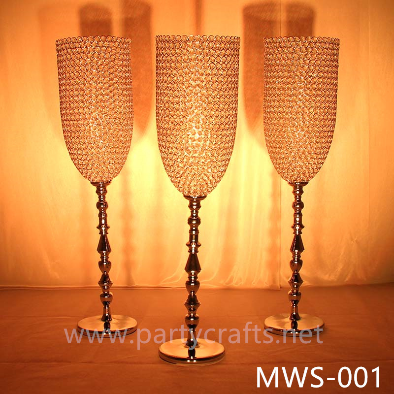 crystal centerpiece champagne glass flower vase hotel hall decoration wedding party event bridal shower decoration