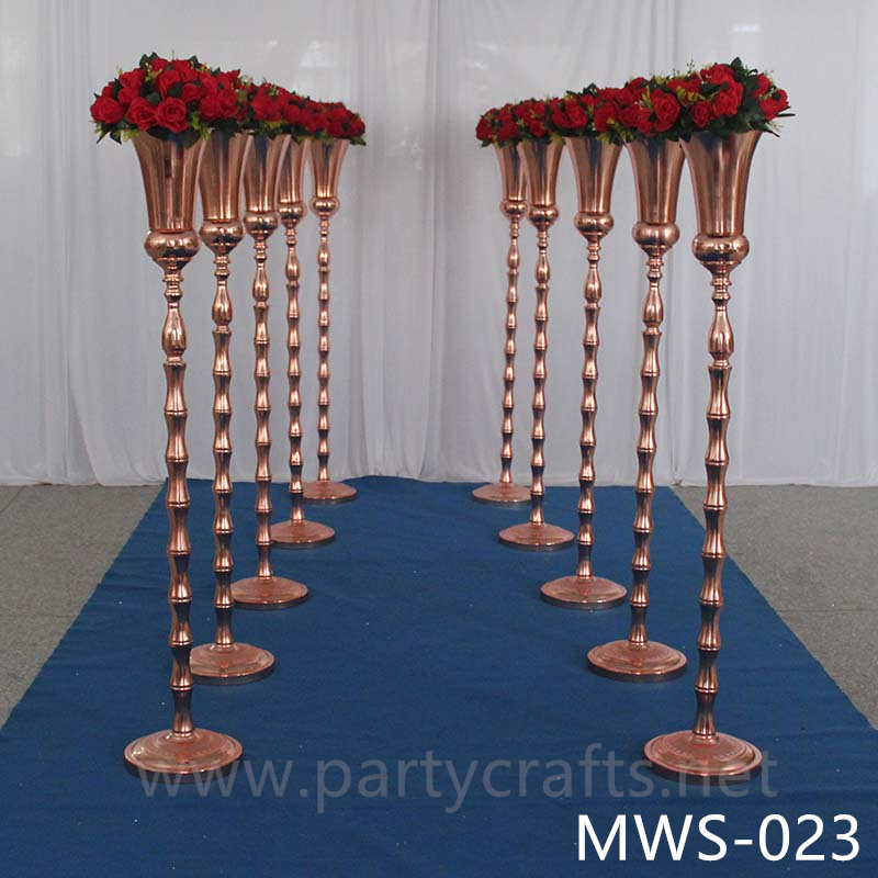 metal rose gold tall flower stand hotel hall living room decoration wedding paty event decoration