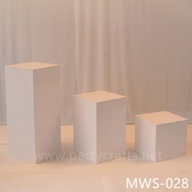 pure white rectangle pedestal stand base square riser stand cube small art display stands flower stand rectangular pedestal wedding table tall centerpiece cake table sweet table backdrop stand decoration floral stand  aisle decoration home decoration