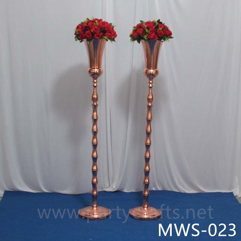 metal rose gold tall flower stand hotel hall living room decoration wedding paty event decoration