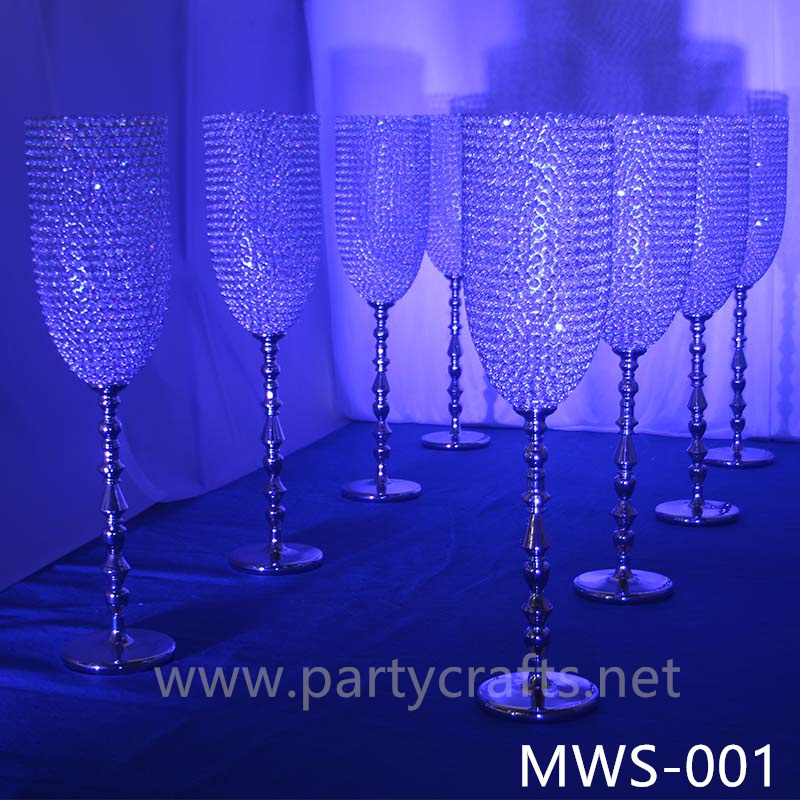 crystal centerpiece champagne glass flower vase hotel hall decoration wedding party event bridal shower decoration