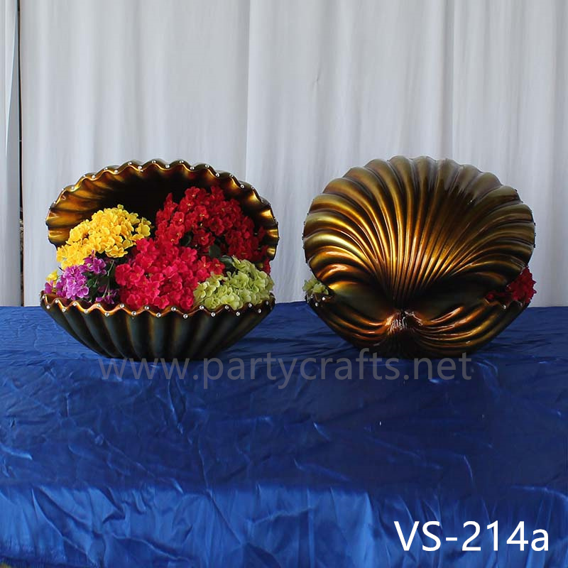 Shell shape gold & white metal flower stand wedding party event decoration bridal shower decoration