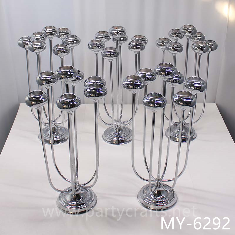 7 arms silver cluster candelabra candel holder decoration weeding party event living room hotel hall decoration