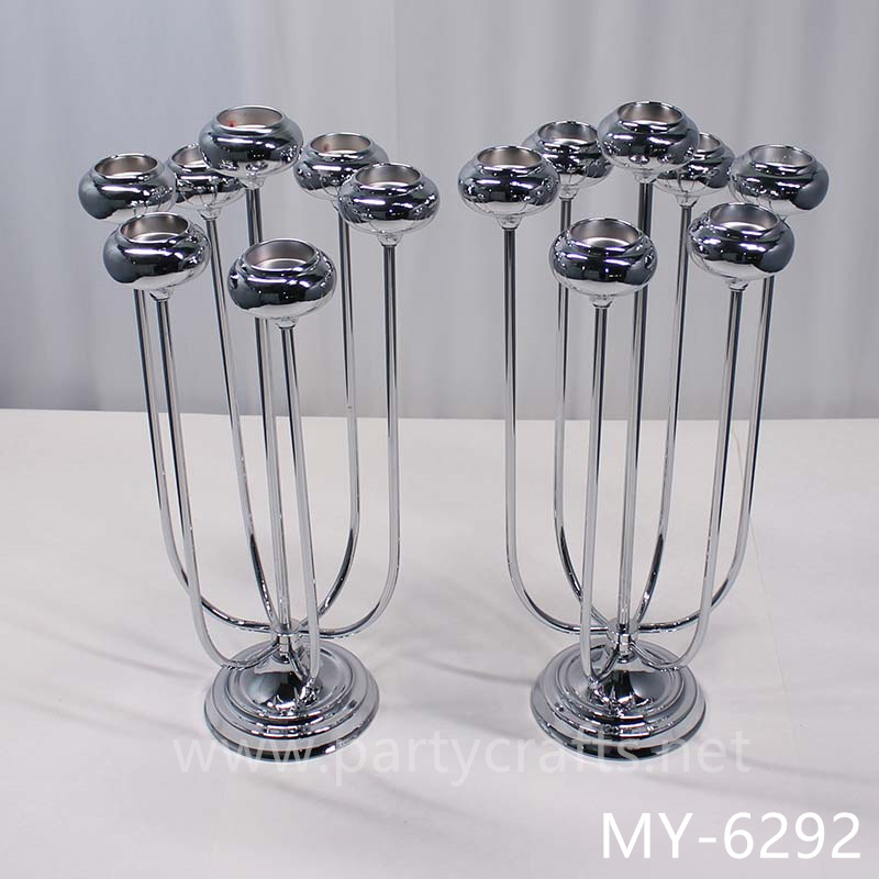 7 arms silver cluster candelabra candel holder decoration weeding party event living room hotel hall decoration