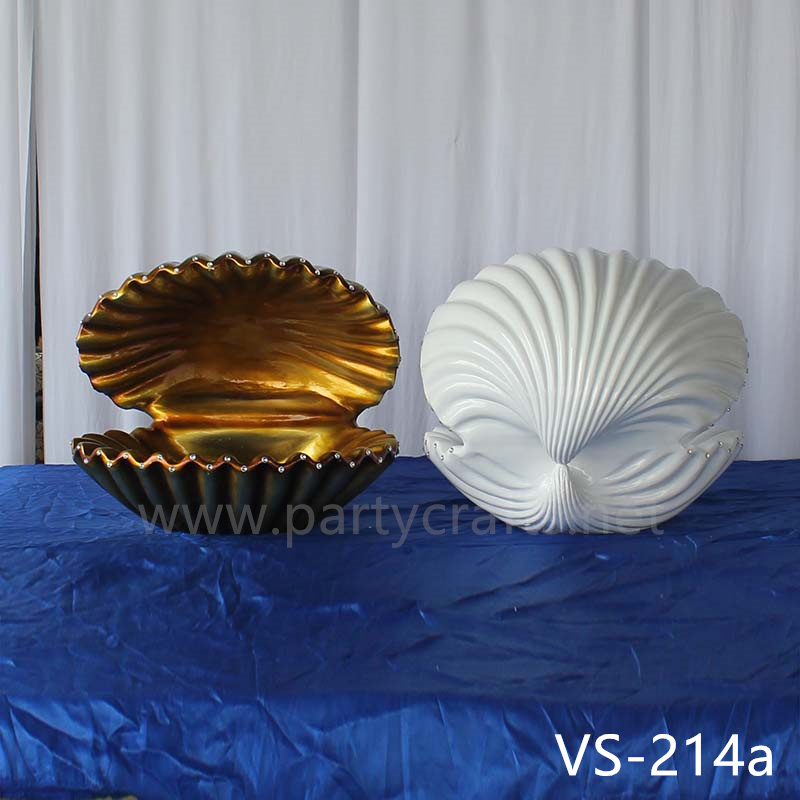 Shell shape gold & white metal flower stand wedding party event decoration bridal shower decoration