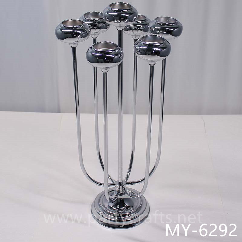 7 arms silver cluster candelabra candel holder decoration weeding party event living room hotel hall decoration