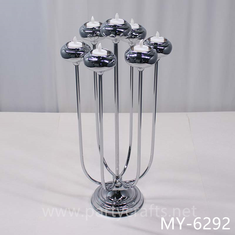 7 arms silver cluster candelabra candel holder decoration weeding party event living room hotel hall decoration