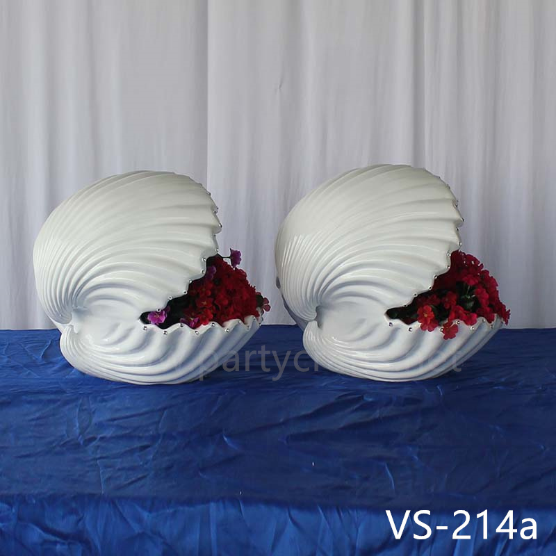 Shell shape gold & white metal flower stand wedding party event decoration bridal shower decoration  aisle deocration