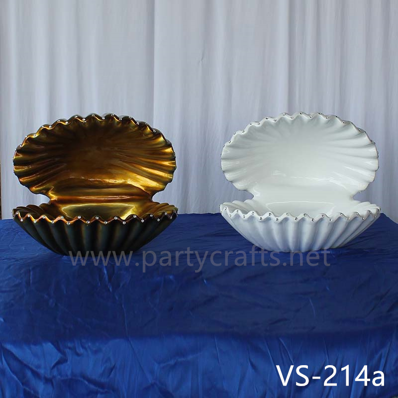 Shell shape gold & white metal flower stand wedding party event decoration bridal shower decoration