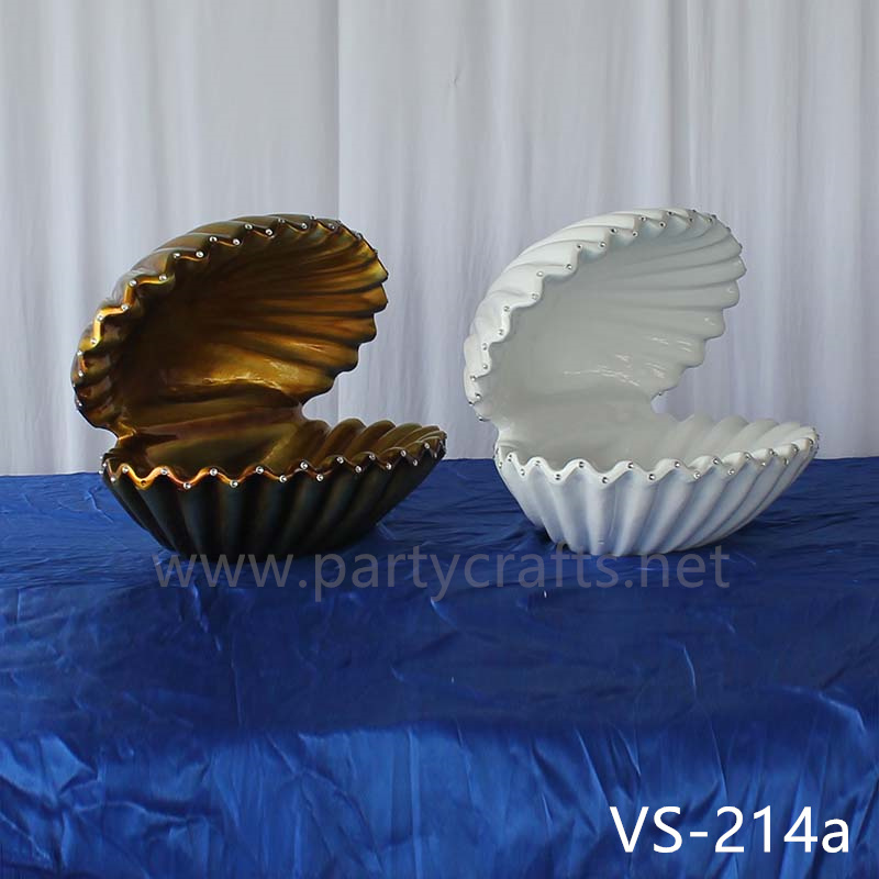 Shell shape gold & white metal flower stand wedding party event decoration bridal shower decoration