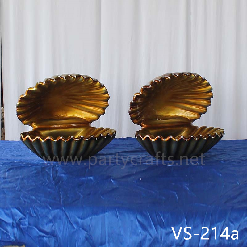 Shell shape gold & white metal flower stand wedding party event decoration bridal shower decoration  aisle deocration