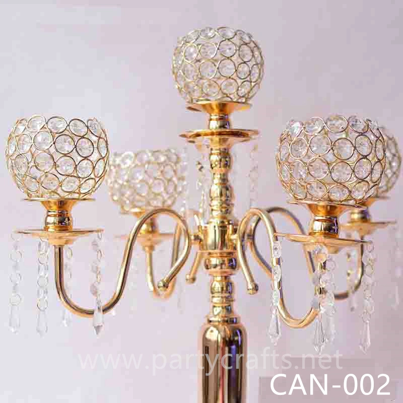 gold & silver 5 arms crystal candelabra centerpiece candle holder wedding party event bridal shower  table decoration