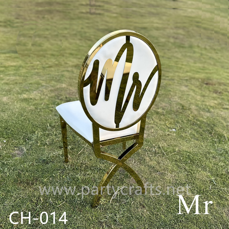 Mr & Mrs gold chair stainless steel chair wedding party event decoration chair armless chair bridal shower chair