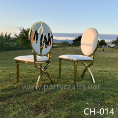 Mr & Mrs gold chair  wedding party event decoration chair accent chair stainless steel shiny surface chair armless chair bridal shower chair with cushion detachable home decoration