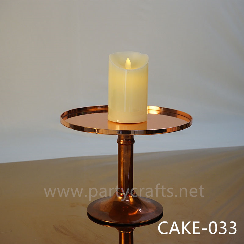 copper metal cake stand shiny surface candy stand 1 tier cake stand birthday party event wedding party event living room table decoration