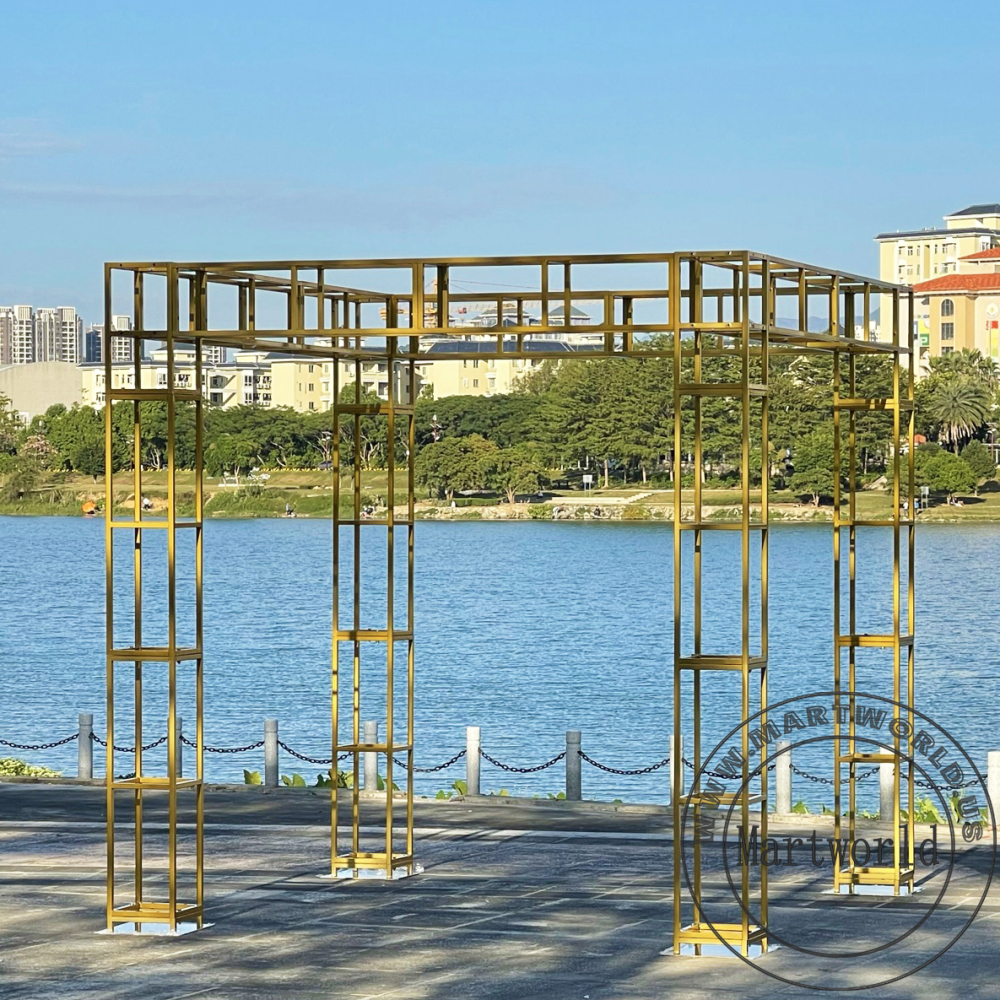 Gold chuppah wedding mandap wedding arch ceremony arch Gazeebo chuppah ceremony frame  gold chuppah kit    bridal shower couples shower stage decor wedding aisle photo backdrop decor ideas